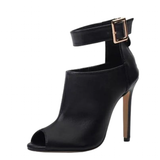 Women's High Buckle Strap Stiletto Sandal - Black - Buckle Strap Stilettos - 46 B - PU Leather - image 22