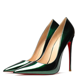 Women's Red Bottom High Heeled Pumps - Green - 1 / Patent / 12cm - 43 B - Genuine Patent Leather - image 34