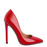 Women's Patent Black Studded Stilettos - Black - 12cm Heel - 46 B - Patent Leather - image 9