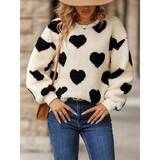 Women's Fuzzy Heart Winter Sweatshirt - Black - Sweater - 2XL - Plush - image 15