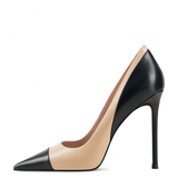 Women's Luxury Super High Fashion Heels - Black/Beige - 1 / Matte / 12cm / Stilettos - 46 B - PU Leather - image 2