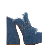 Denim Design Plaform Summer Sandals - Mid Blue Denim - 43 B - Canvas - image 3