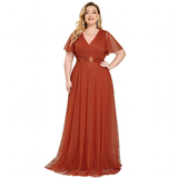 Women's Plus Size Long Evening Dress - Burnt Orange - Dress - 26 - Polyester Chiffon - image 35