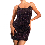 Women's Sparkly Sequin Sling Mini Dress - Black - Mini Dress - XXXL - Polyester - image 2