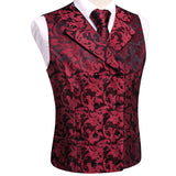 Men's 4 Pcs Formal Floral Tie Vest Sets - Brown - 4pc Tie Set - HT-MJ-0093 - 3XL - Silk - image 21