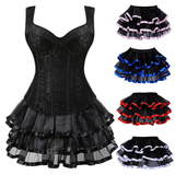 Women's Shoulder Strap Corset Dress - Red - 1 - Corset Skirt Set - 6XL - Polyester - image 27
