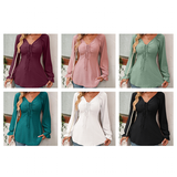 Women's Fashion A Line Drawstring Blouse - Green - Shirt - XXXL - Polyester - image 36
