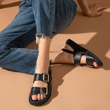 Women's Summer Leather Slide Sandals - Black - 1 - Flat Summer Slides - 9.5 B - Genuine Leather - image 8