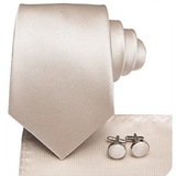 Funki Buys | Neckties | Men's 3 Pcs Luxury Beige Wedding Tie Set