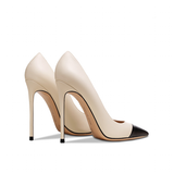 Women's Genuine Leather Fashion High Heels - Beige/Black - 1 / Suede / 12cm / Stilettos - 46 B - Genuine Leather - image 5