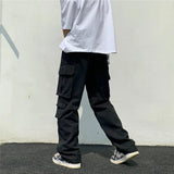 Men's Loose Fit Long White Cargo Pants - White - Cargo Pants - XXXL - Polyester Denim - image 32
