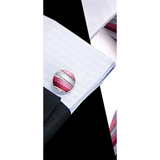 Funki Buys | Neckties | Men's 3 Pcs Pink Black Striped Tie Set