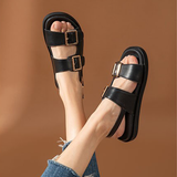 Women's Summer Leather Slide Sandals - Black - 1 - Flat Summer Slides - 9.5 B - Genuine Leather - image 5