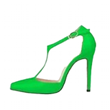 Women's Super High Heel T-Strap Stilettos - Black - Ladies Dress Shoe - 12 B - PU Patent Leather - image 16