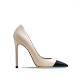 Women's Genuine Leather Fashion High Heels - Beige/Black - 1 / Suede / 12cm / Stilettos - 46 B - Genuine Leather - image 9