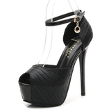 Women's Super High Bling Party Platforms - Black - Party Shoes - 10 B - PU Leather - image 3