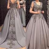 Women's Luxury Custom Ball Gown - Grey - Ball Gown - 20W - Satin - image 5