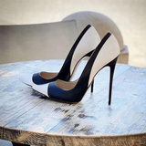 Women's Luxury Super High Fashion Heels - Black/Beige - 1 / Matte / 12cm / Stilettos - 46 B - PU Leather - image 38