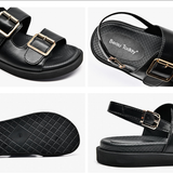 Women's Summer Leather Slide Sandals - Black - 1 - Flat Summer Slides - 9.5 B - Genuine Leather - image 16