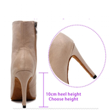 Women's Lace-up Suede Dress Boots - Beige - 1 / Suede 10.0cm Heels - 44 B - PU Suede Leather - image 25