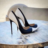 Women's Luxury Super High Fashion Heels - Black/Beige - 1 / Matte / 12cm / Stilettos - 46 B - PU Leather - image 32