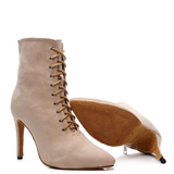 Women's Lace-up Suede Dress Boots - Beige - 1 / Suede 10.0cm Heels - 44 B - PU Suede Leather - image 21