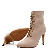 Women's Lace-up Suede Dress Boots - Beige - 1 / Suede 10.0cm Heels - 44 B - PU Suede Leather - image 19