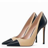 Women's Luxury Super High Fashion Heels - Black/Beige - 1 / Matte / 12cm / Stilettos - 46 B - PU Leather - image 3