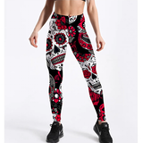 Women's Fitness Leggings Skull, Web, Swirl - Red - Lgs-3896 / Skulls - XXL - Spandex - image 13