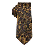 Men's 4 Pcs Dark Gold Paisley Tie Set - Dark Gold - 4pc Tie Set - MJ-0055 - 3XL - Silk - image 7