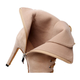 Women's Lace-up Suede Dress Boots - Beige - 1 / Suede 10.0cm Heels - 44 B - PU Suede Leather - image 23