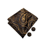 Men's 4 Pcs Dark Gold Paisley Tie Set - Dark Gold - 4pc Tie Set - MJ-0055 - 3XL - Silk - image 8