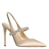 Women's Luxury Diamante Satin Stilettos - Champagne - 10 cm Heel Shoes - 45 B - Satin - image 3