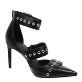 Women's Punk Buckle Strap Rivet Stilettos - White - Punk Rivet Stilettos - 4 B - PU Leather - image 23