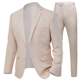 Men's 2 Pcs Linen Beach Wedding Suit - Beige - Beach Wedding Suit - Custom - Linen - image 21