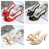 Women's Satin Bow Low Heel Bridal Slides - Beige - 8.5cm - 43(26.5cm) - Satin - image 15
