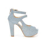 Women's Sequin Peep Toe Platform Sandal - Gold - Sandals - 43 B - PU Leather - image 29