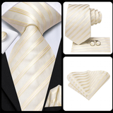 Funki Buys | Neckties | Men's 3 Pcs Luxury Ivory Formal Tie Set