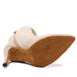Women's Lace-up Suede Dress Boots - Beige - 1 / Suede 10.0cm Heels - 44 B - PU Suede Leather - image 20