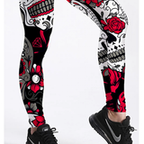 Women's Fitness Leggings Skull, Web, Swirl - Red - Lgs-3896 / Skulls - XXL - Spandex - image 14