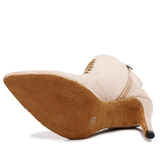 Women's Lace-up Suede Dress Boots - Beige - 1 / Suede 10.0cm Heels - 44 B - PU Suede Leather - image 17