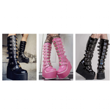 Funki Buys | Boots | Women's High Platform Wedg... - Black - 1 / Matte / Platform Buckle Boots / 43 B / PU Leather - image 38