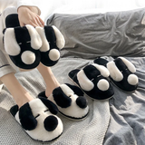 Women's Cartoon Pet Slippers - White/Black - Dog Slippers - 45 B - Plush - image 2
