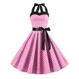 Women's Rockabilly Swing Halter Dress - Pink - 1014 / Swing Dress - XXL - Polyester - image 2