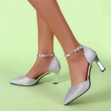 Women's Gold Silver Rose Glitter Shoes - Gold - Formal Sandals - 40 B - PU Leather - image 7