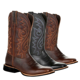 Men's Mid-calf Embroidered Cowboy Boot - Brown - Cowboy Boots - 48 B - PU Leather - image 1