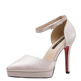 Women's Buckle Strap Formal Dress Shoes - Apricot - 1 / Matte / Shoes - 42 B - PU Leather - image 1