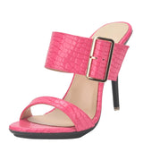 Women's Big Buckle High Heel Slides - Rose Red - Formal Shoes - 43 B - PU Leather - image 4