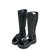 Women's Cut Out Gladiator Sandals - Black - Platform Sandals - 42 B - PU Leather - image 13