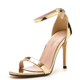 Women's High Strappy Party Prom Stilettos - Gold - Stiletto Sandal - 11 B - PU Leather - image 4